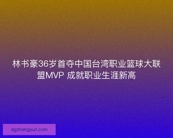 林书豪36岁首夺中国台湾职业篮球大联盟MVP 成就职业生涯新高
