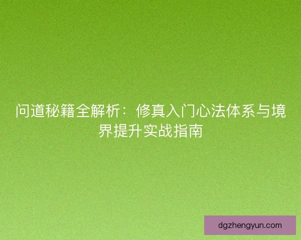 问道秘籍全解析：修真入门心法体系与境界提升实战指南
