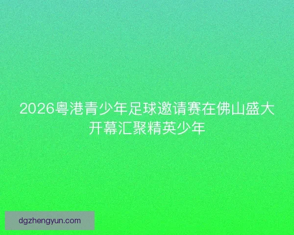 2026粤港青少年足球邀请赛在佛山盛大开幕汇聚精英少年